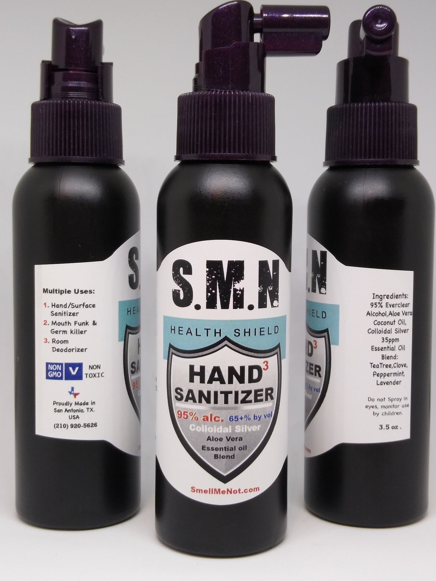 TRIPLE Sanitizer (Hands, Surface,  Mouth Funk & Germ Killer) made w/ COLLOIDAL SILVER,alcohol,essential oil blend. - SmellMeNot